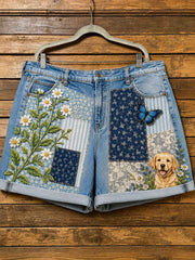 Women's Dog Art Print Casual Shorts
