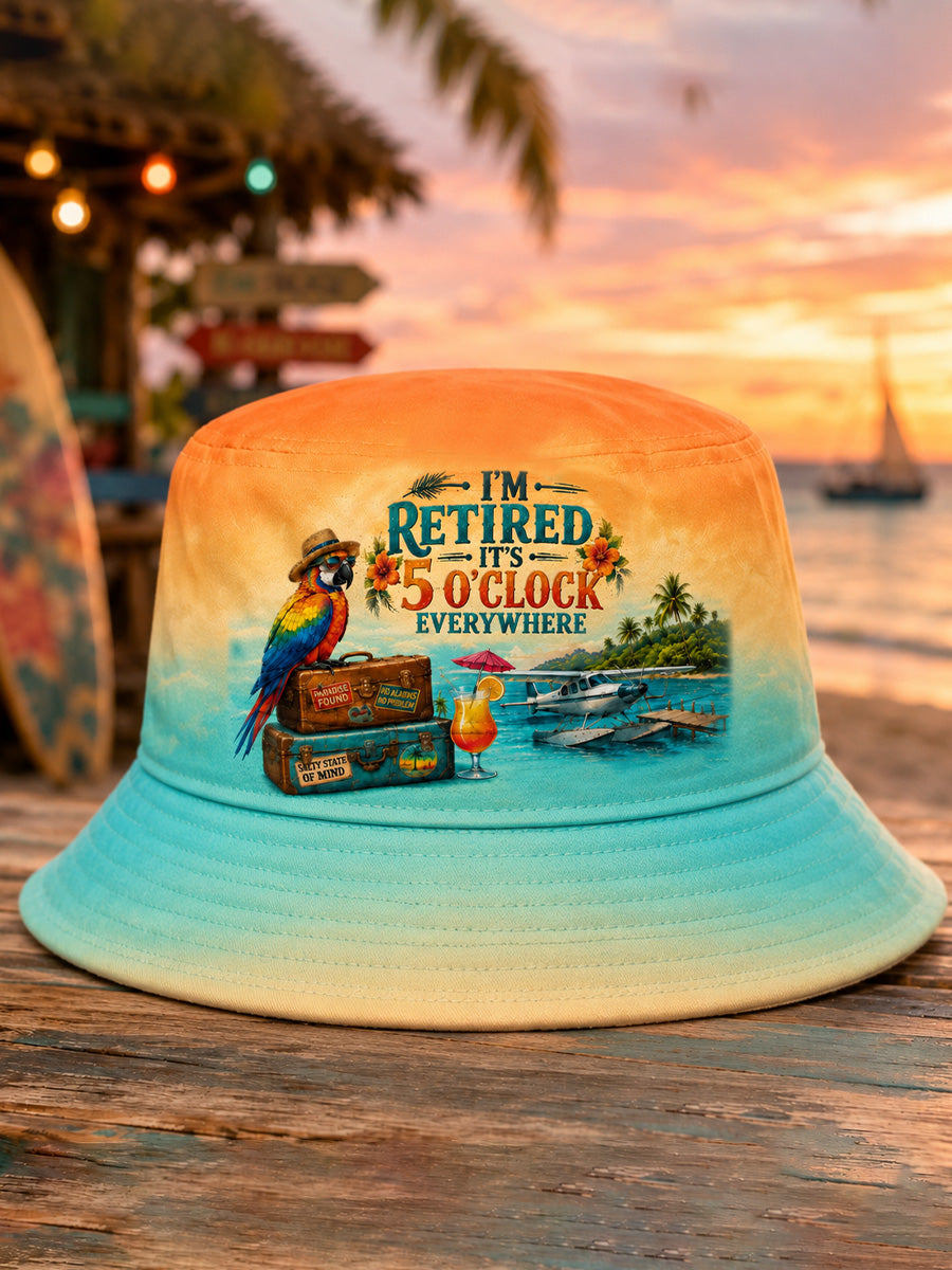 Unisex I'm Retired It's 5 O'clock Everywhere Parrot Print Casual Hat gracestitchs