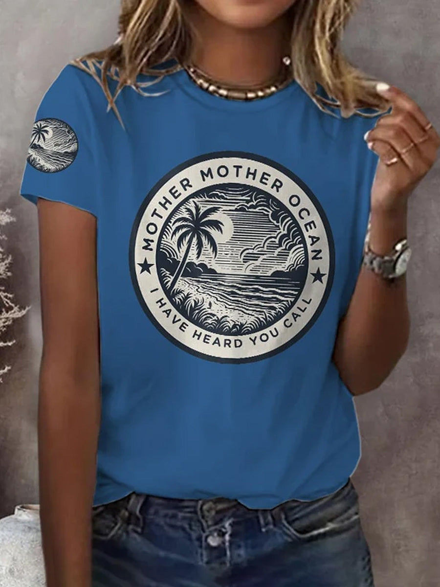 Women's Mother Mother Ocean I Have Heard You Call Print Casual Tee gracestitchs