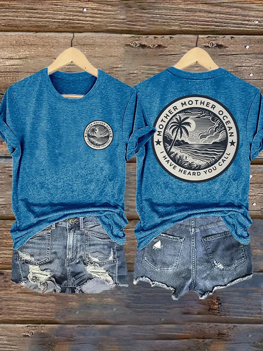 Women's Mother Mother Ocean I Have Heard You Call Print Casual Tee gracestitchs