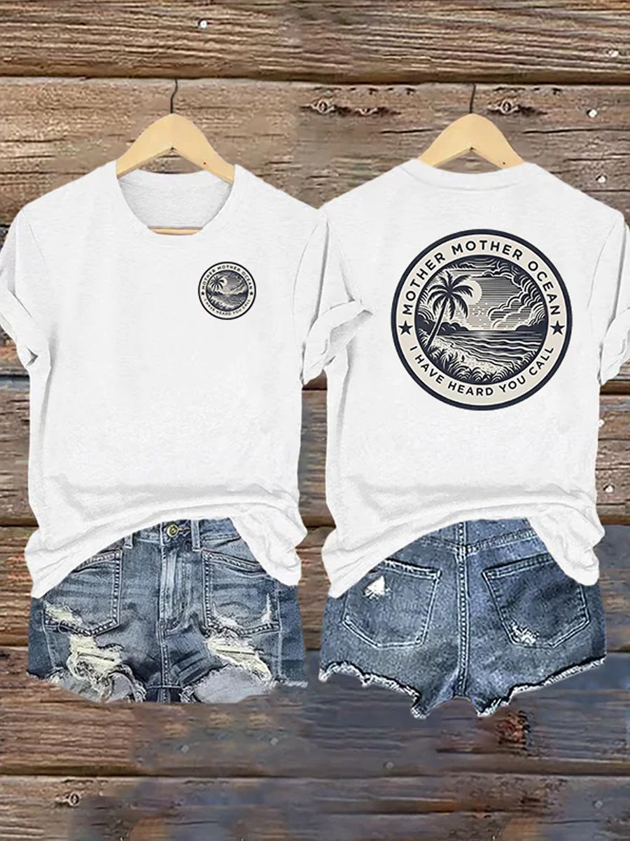 Women's Mother Mother Ocean I Have Heard You Call Print Casual Tee gracestitchs