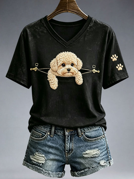 Women's Lovely Poodle T-Shirt gracestitchs