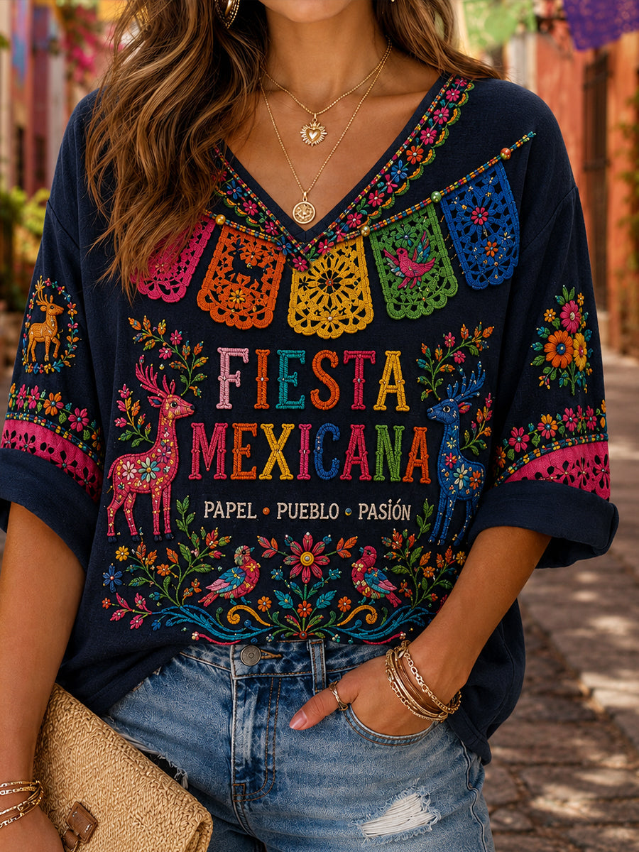 Women's Guelaguetza Mexico Lele Doll Art Printed T-shirt gracestitchs