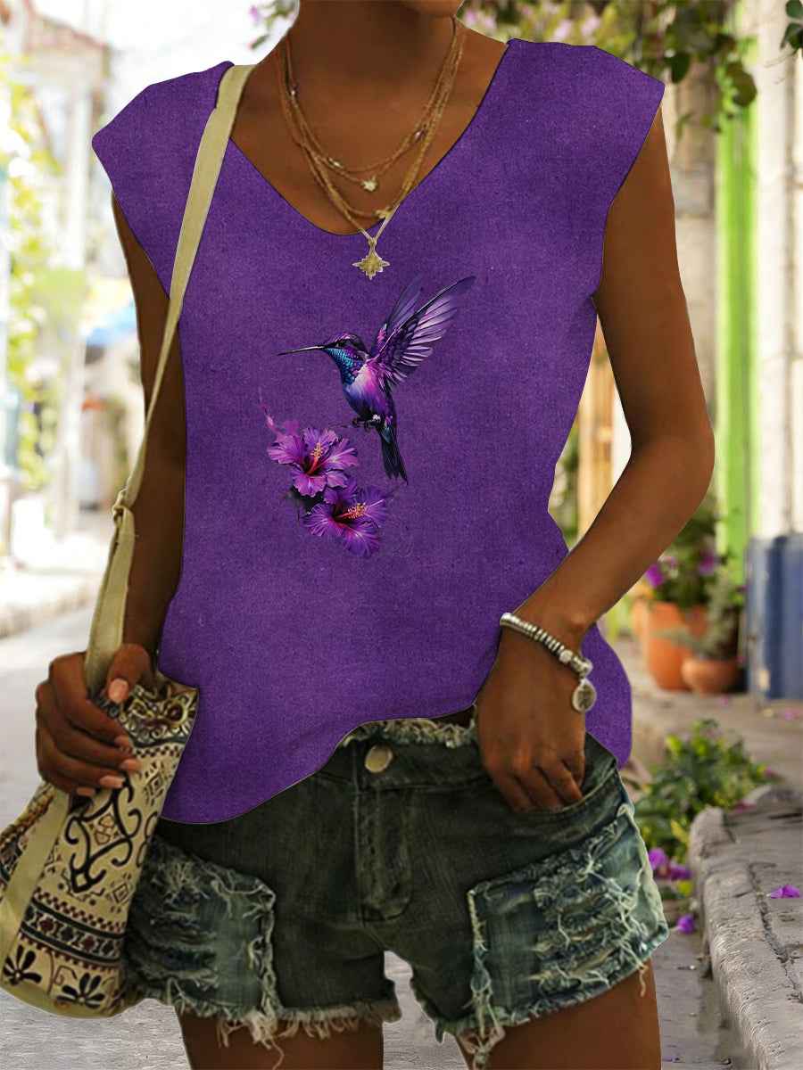 Women's Purple Flora Art Printed Vests