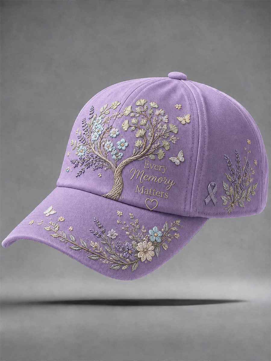 Alzheimer's Theme "Every Membery Matters" Floral Print Casual Unisex  Hat
