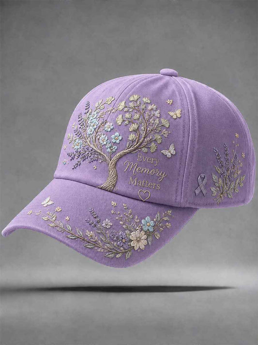 Alzheimer's Theme "Every Membery Matters" Floral Print Casual Unisex  Hat
