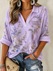 Women's Alzheimer's Theme "Remember With Love" Floral Print Casual T-Shirt