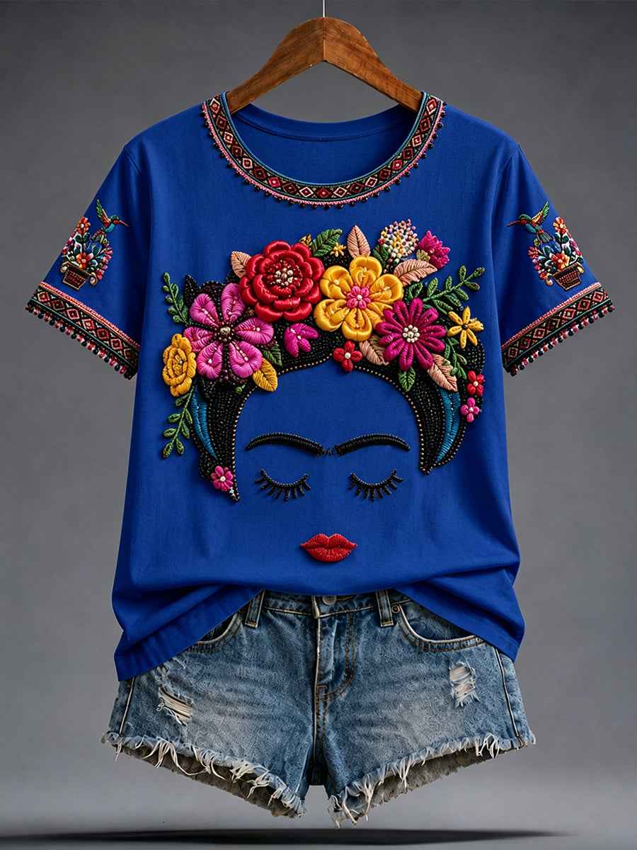 Women's Mexico Guelaguetza Lele Doll Art Printed T-shirt