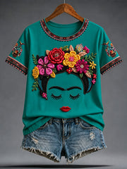 Women's Mexico Guelaguetza Lele Doll Art Printed T-shirt gracestitchs