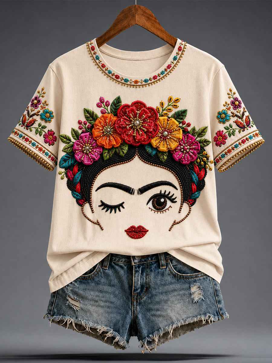 Women's Mexico Guelaguetza Lele Doll Art Printed T-shirt