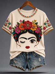 Women's Mexico Guelaguetza Lele Doll Art Printed T-shirt