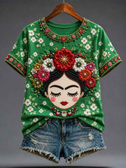 Women's Mexico Guelaguetza Lele Doll Art Printed T-shirt