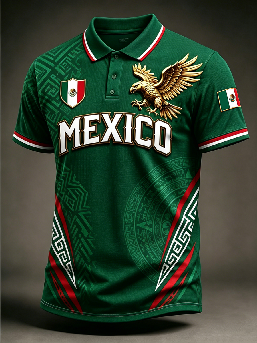Men's Mexico Pride Art Printed polo shirt gracestitchs