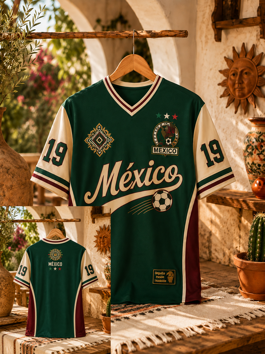 Men's Mexico Pride Art Printed V-neck T-shirt gracestitchs