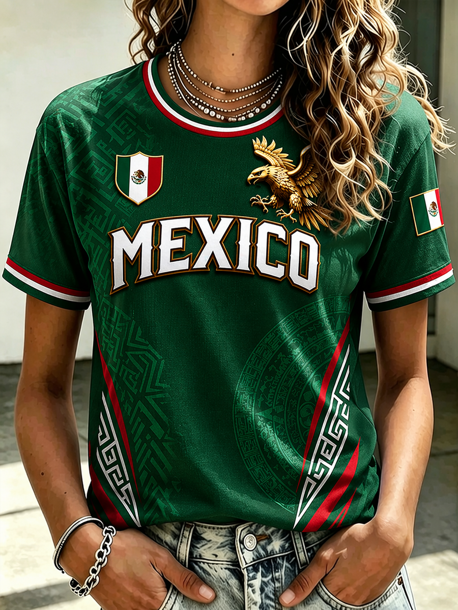 Women's Mexico Pride Art Printed short-sleeved T-shirt gracestitchs