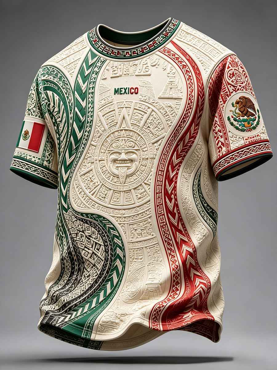 Men's Mexico Football Lover Papel Picado Art Printed T-shirt