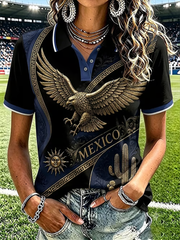Women's Mexico Pride Art Printed polo T-shirt gracestitchs