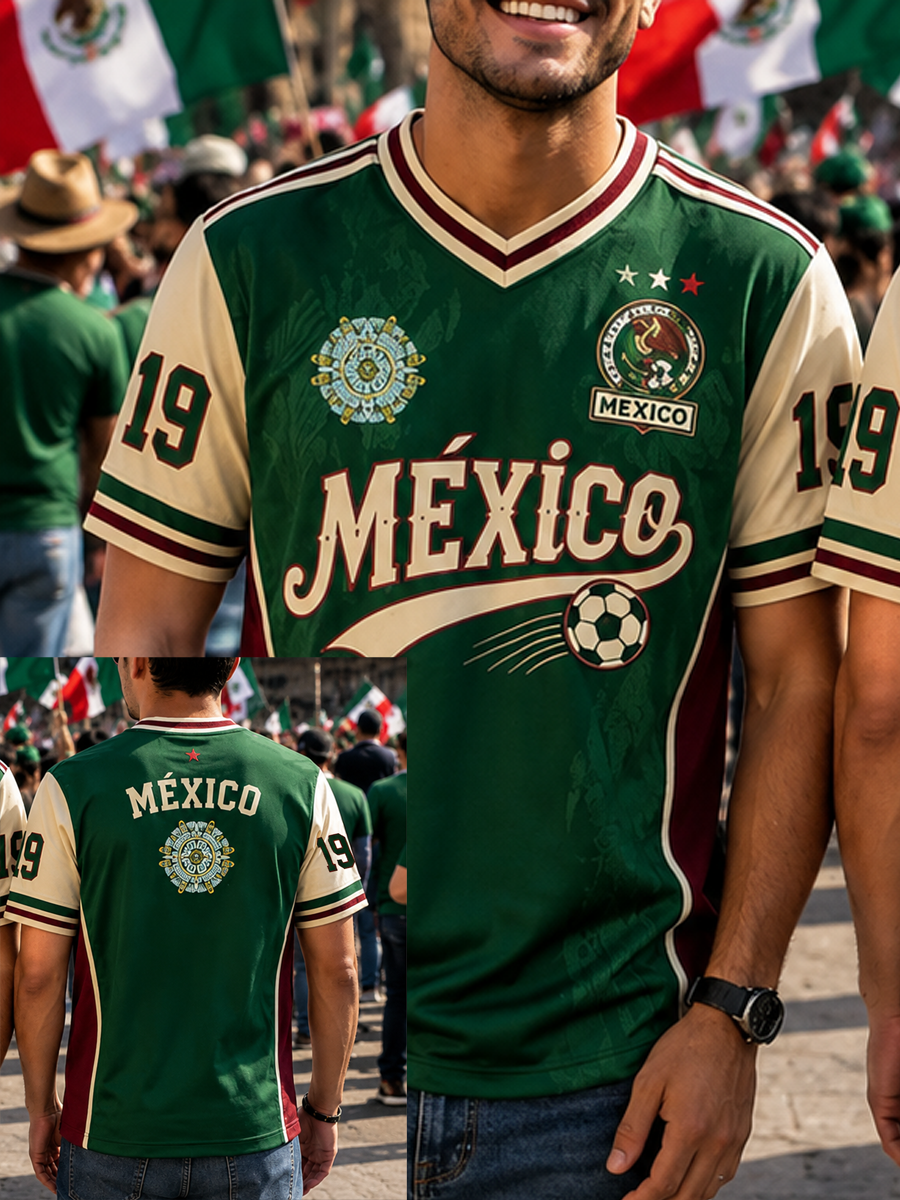Men's Mexico Pride Art Printed V-neck T-shirt gracestitchs