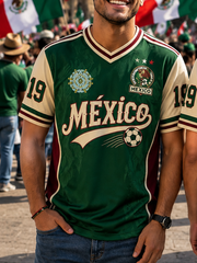Men's Mexico Pride Art Printed V-neck T-shirt gracestitchs
