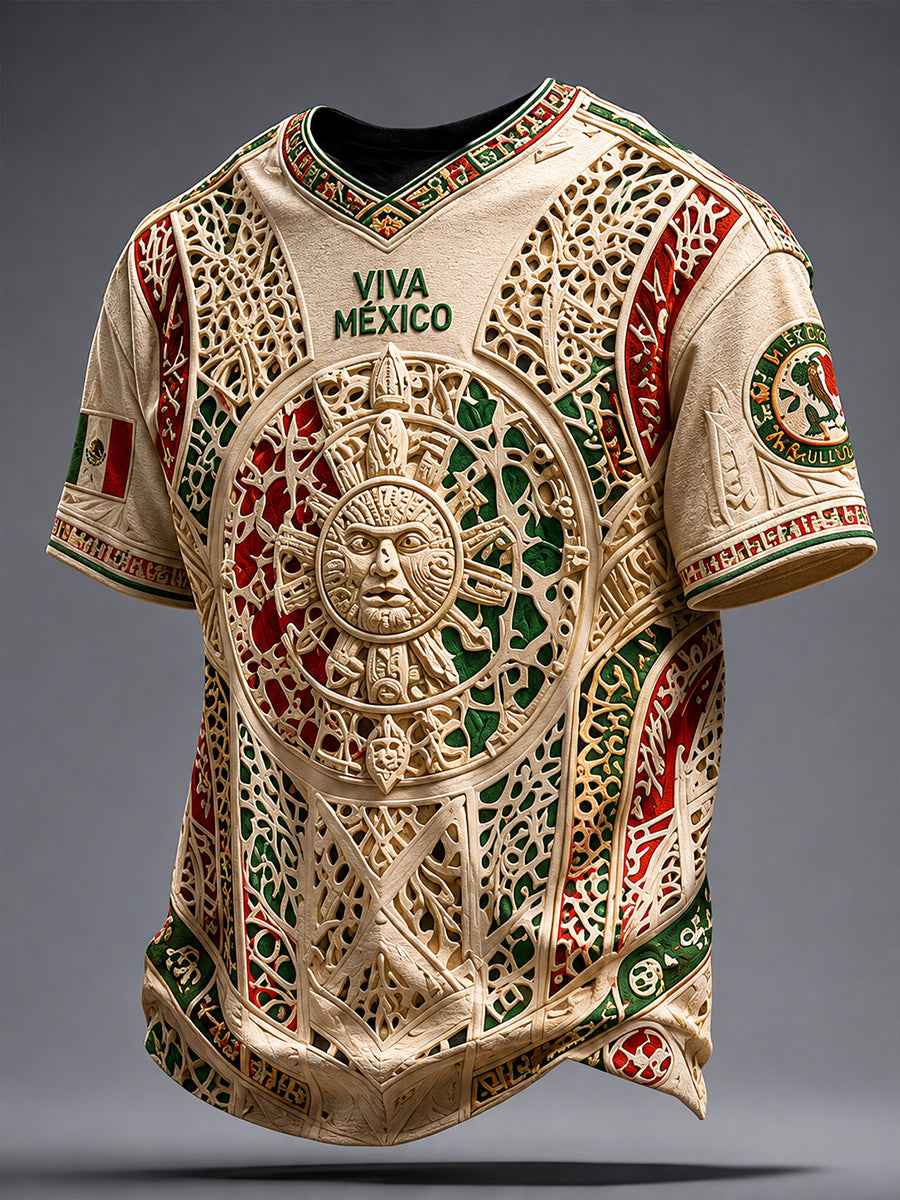 Men's Mexico Football Lover Papel Picado Art Printed T-shirt