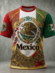 Men's Mexico Football Lover Art O-neck  Short Sleeve T-shirt