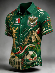Men's Mexican Soccer Print Short Sleeve Shirt gracestitchs