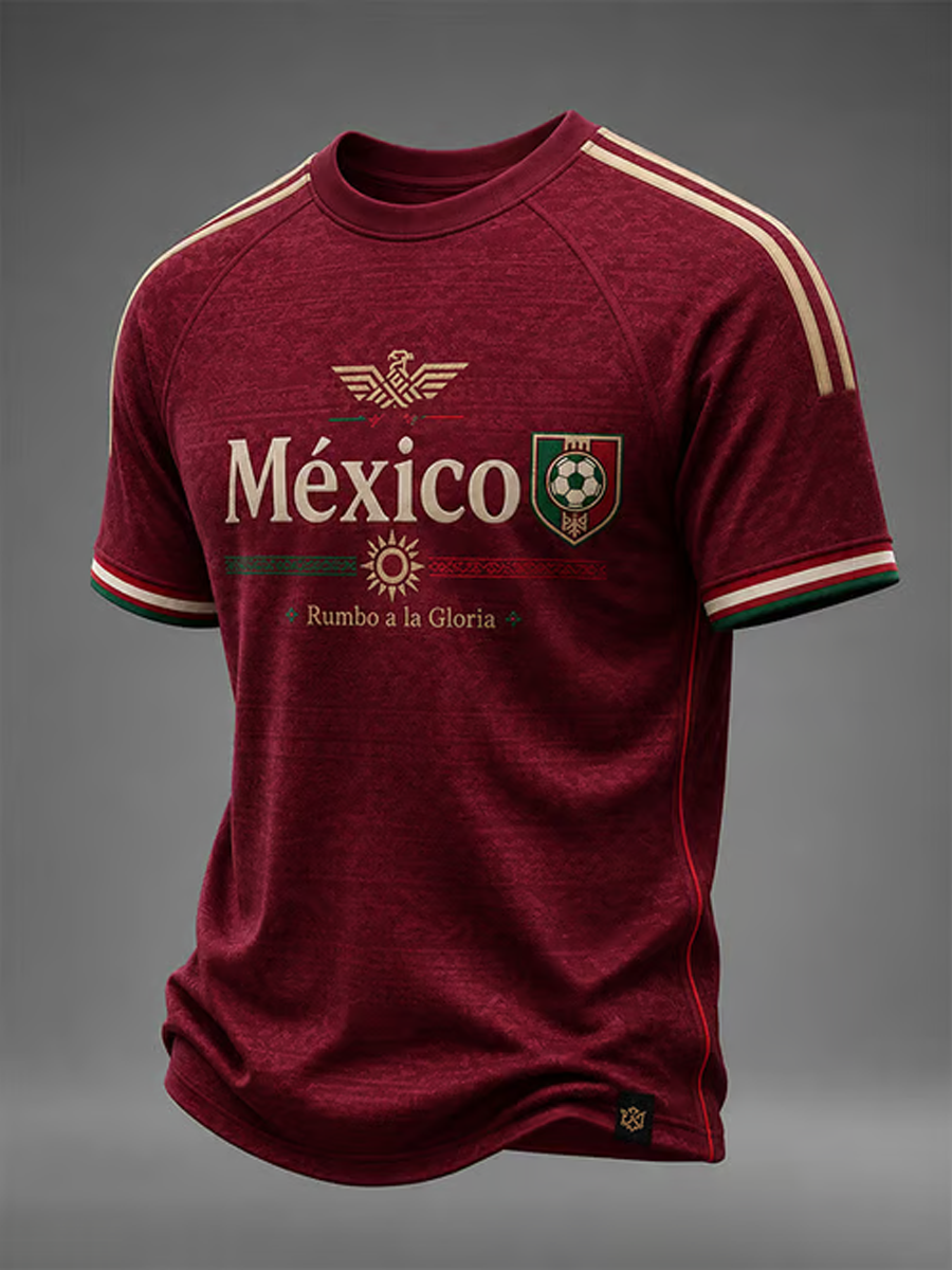 Men's Mexico Football Lover Art Printed short sleeve t-shirt gracestitchs
