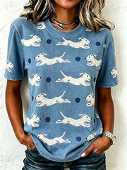 Women's Cute Dachshund Dogs Print Short-sleeved T-shirt