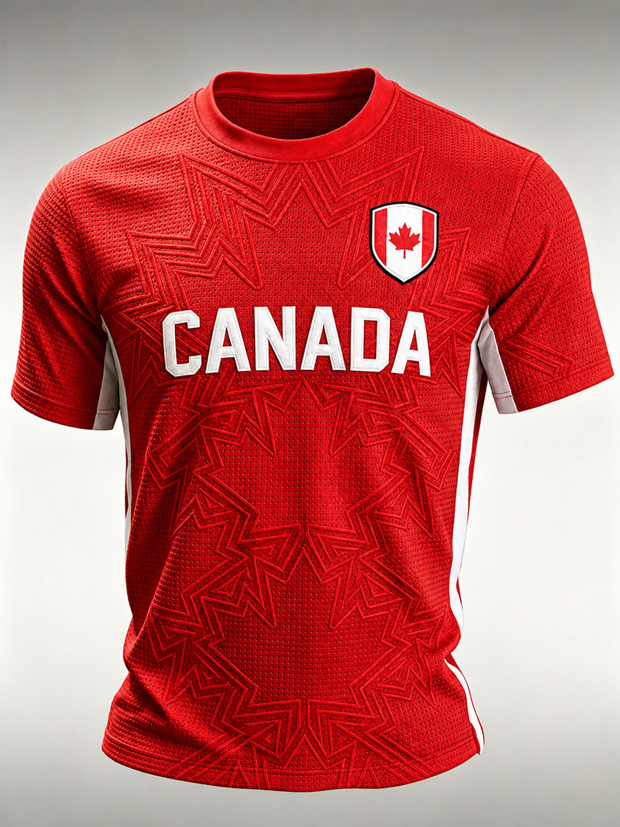 Men's Canada Print Casual Waffle Tee gracestitchs
