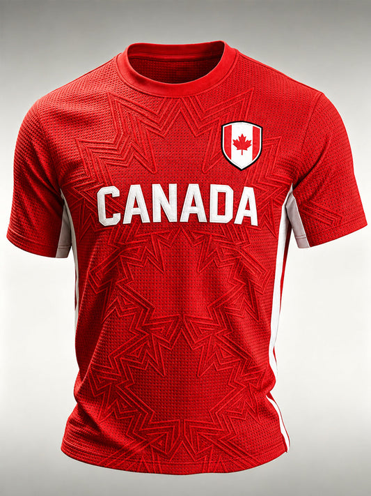 Men's Canada Print Casual Waffle Tee gracestitchs