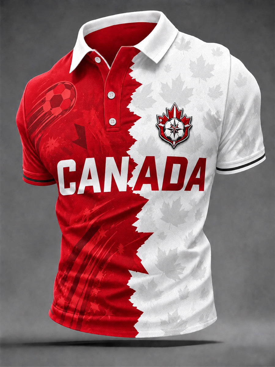 Men's Canada Soccer Graphic Print Casual Polo gracestitchs