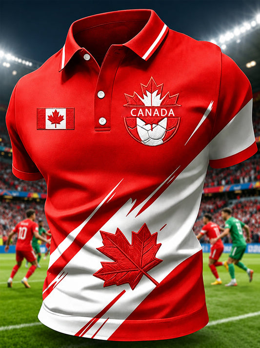 Men's Canada Print Casual Polo gracestitchs