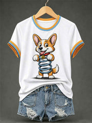 Women's Funny Dog Print Casual Tee