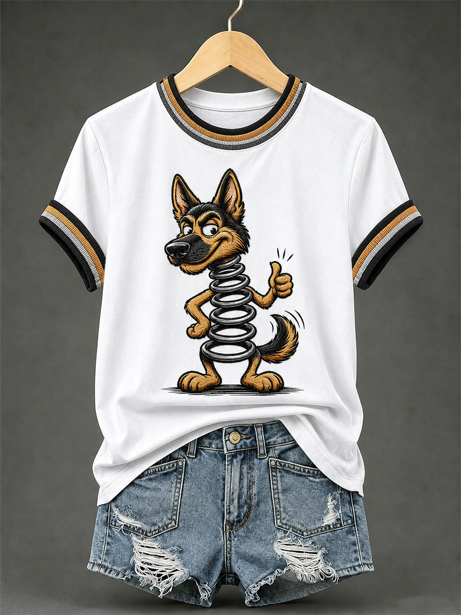 Women's Funny Dog Print Casual Tee gracestitchs