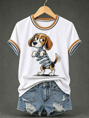 Women's Funny Dog Print Casual Tee