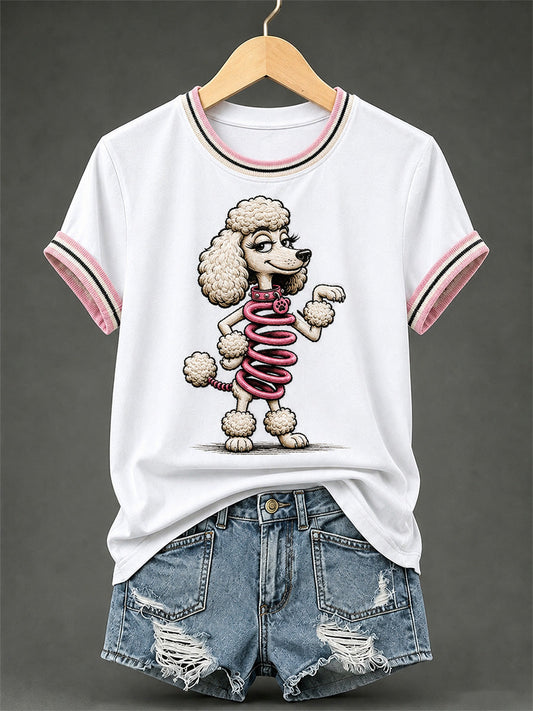 Women's Funny Dog Print Casual Tee gracestitchs