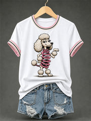 Women's Funny Dog Print Casual Tee gracestitchs