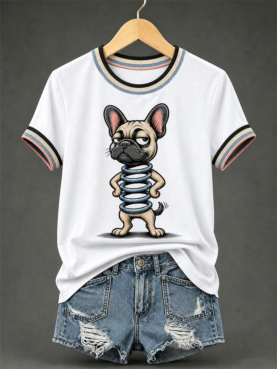 Women's Funny Dog Print Casual Tee gracestitchs