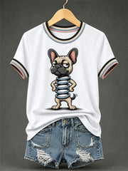 Women's Funny Dog Print Casual Tee gracestitchs