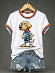 Women's Funny Dog Print Casual Tee