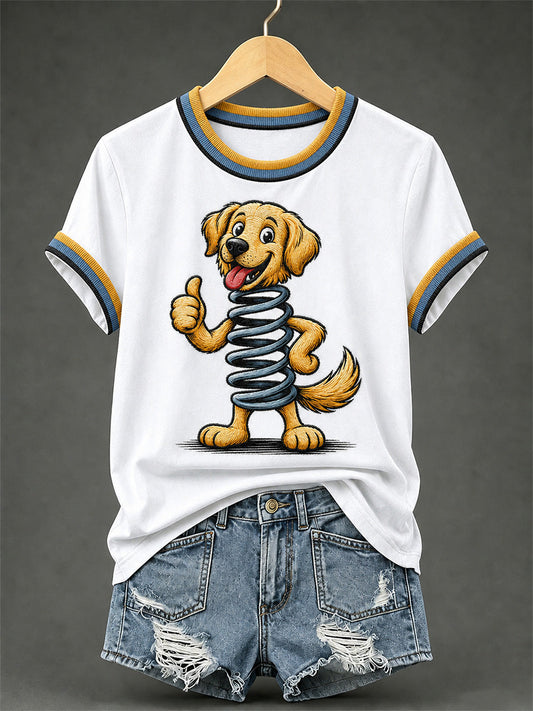 Women's Funny Dog Print Casual Tee gracestitchs