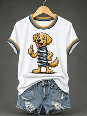 Women's Funny Dog Print Casual Tee gracestitchs