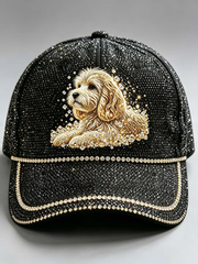 Unisex Crystal-embellished dog print design Hat gracestitchs