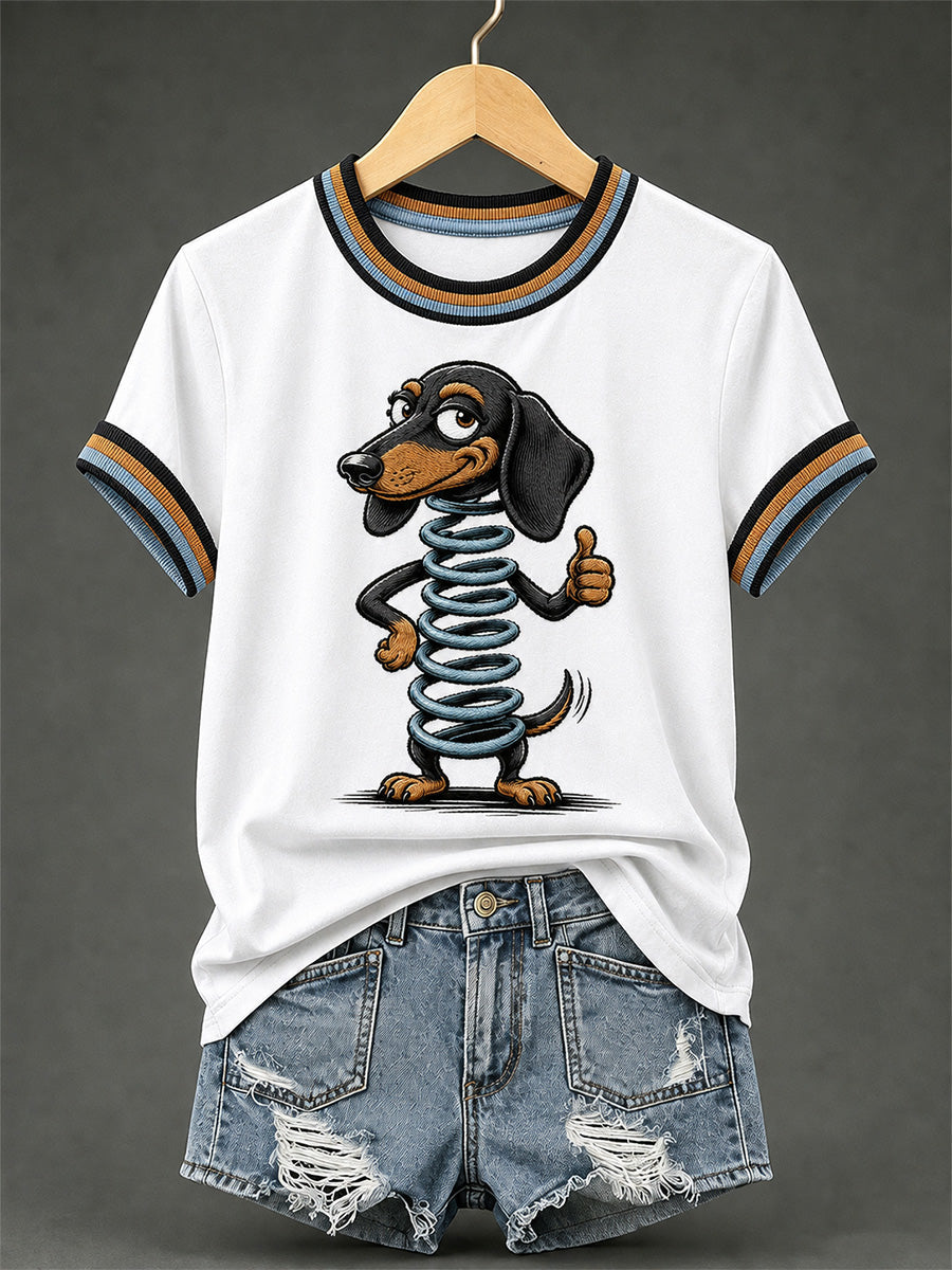 Women's Funny Dog Print Casual Tee gracestitchs