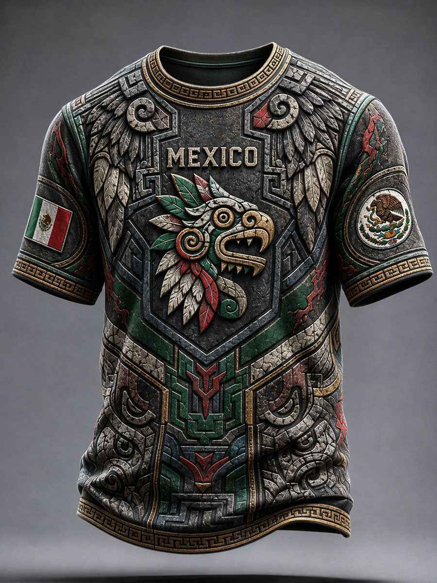 Men's Mexico Football Lover Alebrije Art Printed T-shirt