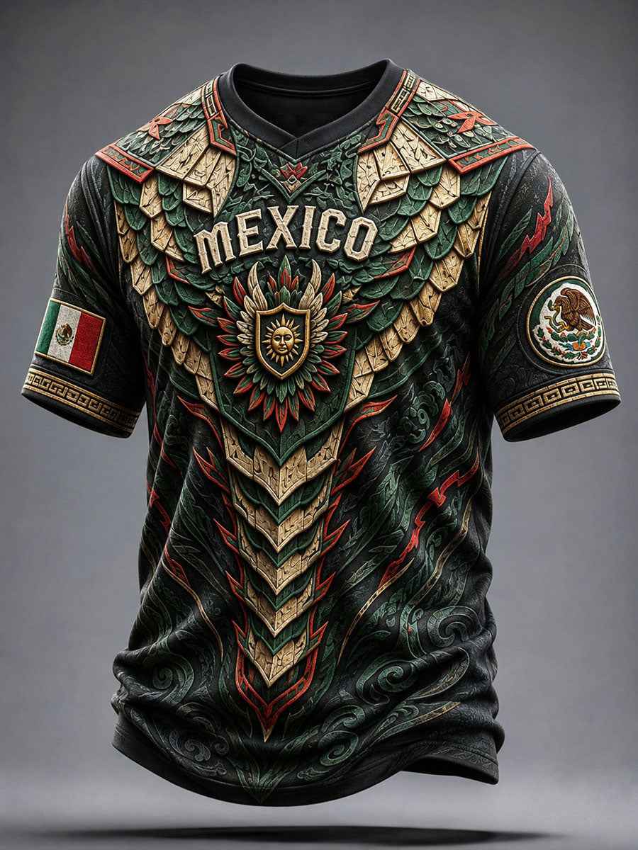 Men's Mexico Football Lover Alebrije Art Printed T-shirt