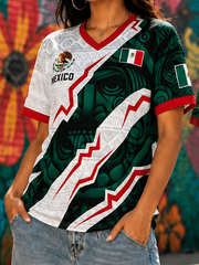 Women's Mexico Football Lover Art Printed short-sleeved T-shirt gracestitchs