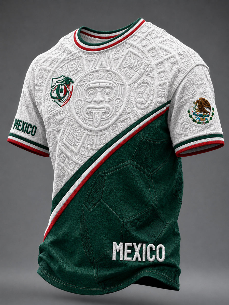 Men's Mexico Football Lover Art O-neck Short Sleeve T-shirt gracestitchs