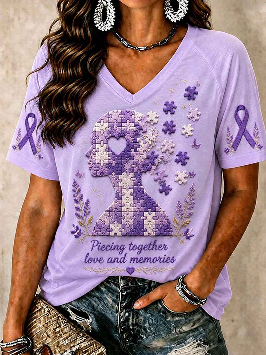 Women's "Piecing Together Love And Memories - Alzheimer's Theme" T-shirt