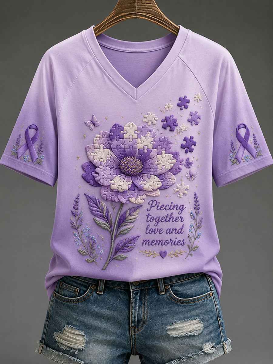 Women's "Piecing Together Love And Memories - Alzheimer's Theme" T-shirt